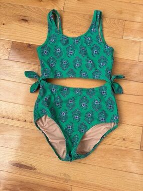 Crewcuts Green Floral One-Piece Girls Swimsuit